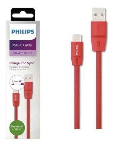 Cable Usb A Type-c Phiips De Goma 1,2 Metros Usb-c - Imagen 2