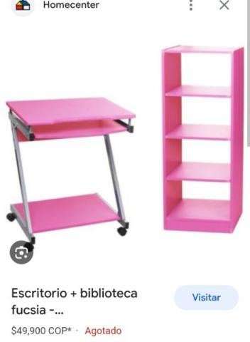 Escritorio + repisa rosado - Imagen 3