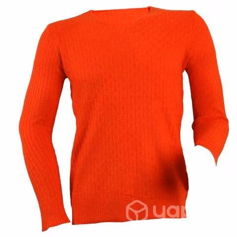 Sweater Naranjo Cuello V Elasticado L