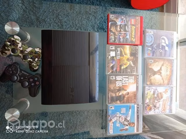 Play statión 3+8 juegos+2 controles y accesorios