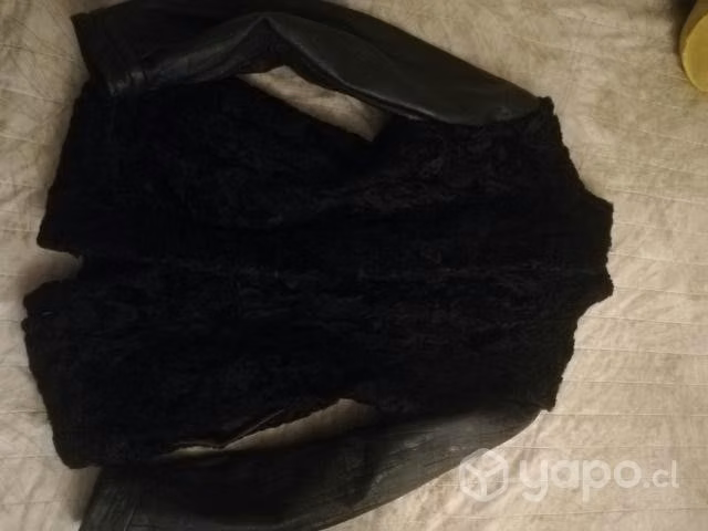 Abrigo de cuero y piel legítimo