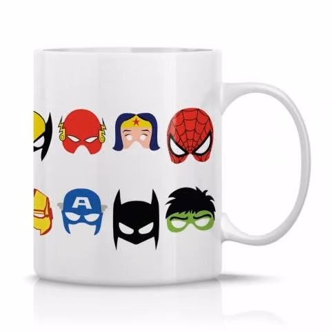 Taza/Tazon/Mug Caras De Superhéroes Animados 95