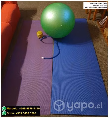 Pelota Yoga + 2 Mats + Inflador
