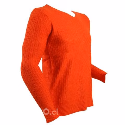 Sweater Naranjo Cuello V Elasticado XL - Imagen 3