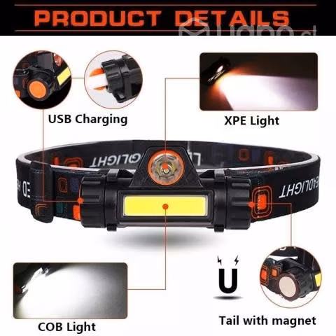 Linterna Led Gel Cabeza Cintillo Minero Recargable - Imagen 4