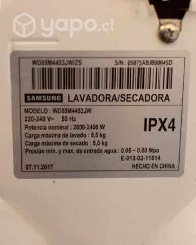 LAVADORA - SECADORA SAMSUNG 8,5kg WD85M4453MW/ZS