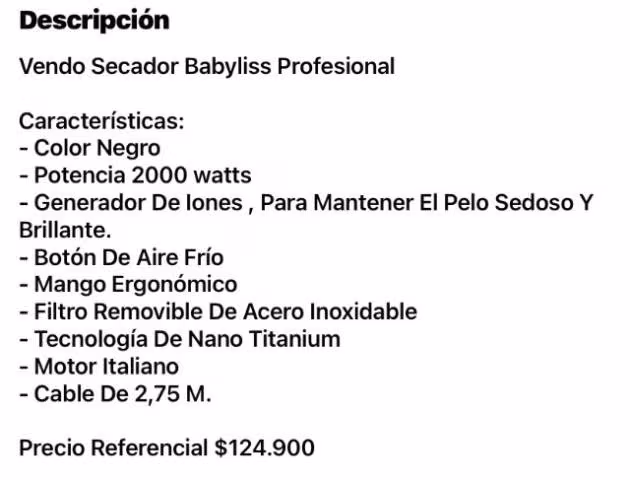 Secador Babyliss Profesional Nuevo