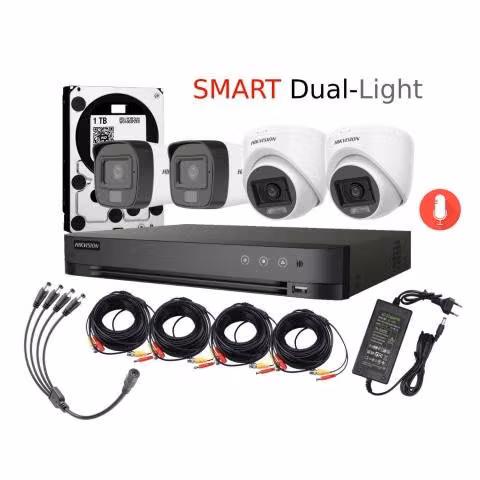 Kit 4 Cámaras Hikvision Smart Dual Light 2 Bala y