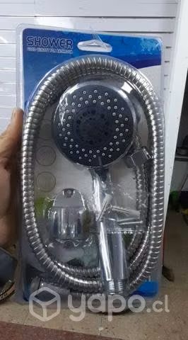 Kit ducha teléfono, flexible y soporte cromado