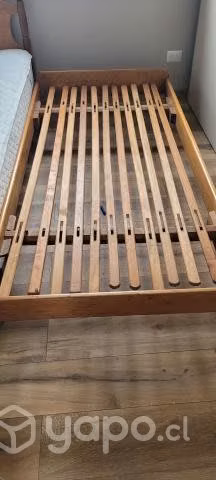 Cama madera 1 plaza con colchón Flex