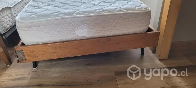 Cama madera 1 plaza con colchón Flex