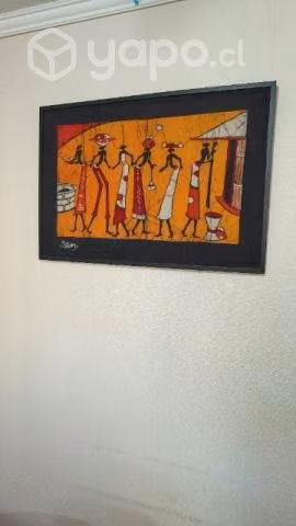 Cuadro con figuras y técnica de pintura africana - Imagen 2