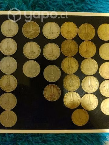 Monedas chilenas de 1 peso años 1975-76-77-78-79