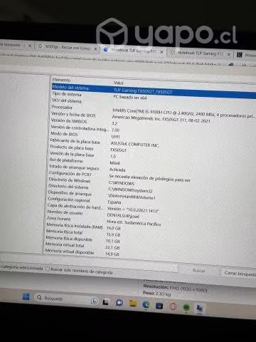 Notebook asus tuf F15