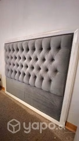 Respaldo capitoné gris 2 plazas marca Rustic Chic