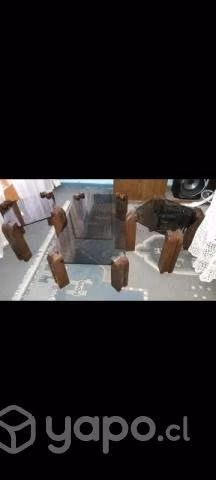 Mesa de centro y dos laterales madera noble maciza