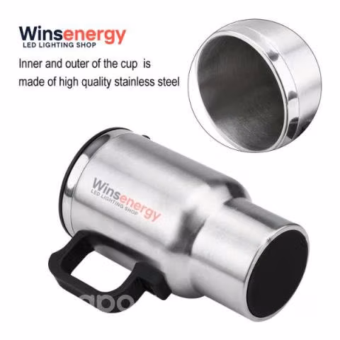 Taza eléctrica de acero inoxidable, plateada, Tipo
