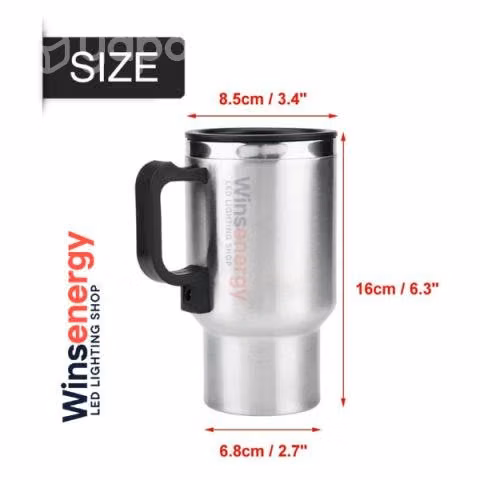 Taza eléctrica de acero inoxidable, plateada, Tipo