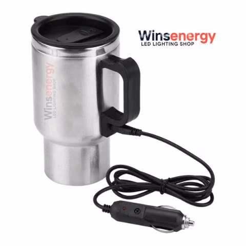 Taza eléctrica de acero inoxidable, plateada, Tipo