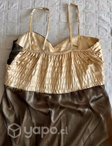 Vestido fiesta dorado y café marca Epainos