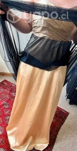 Vestido fiesta dorado y café marca Epainos