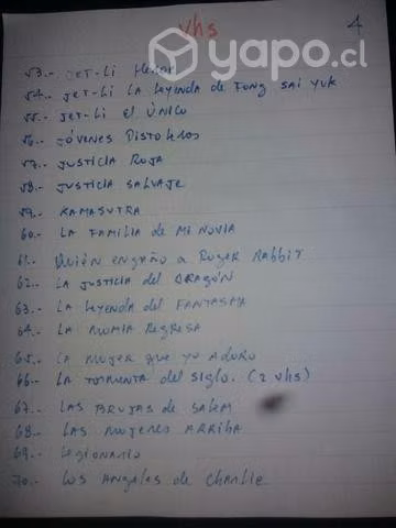 Pack 5 películas vhs (Sin carátula)