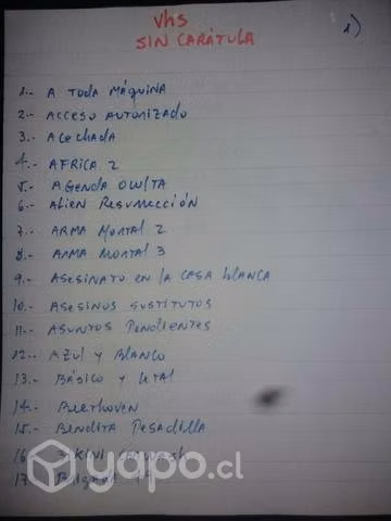 Pack 5 películas vhs (Sin carátula)