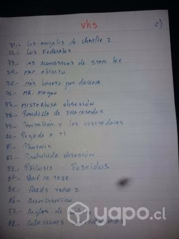 Pack 5 películas vhs (Sin carátula)