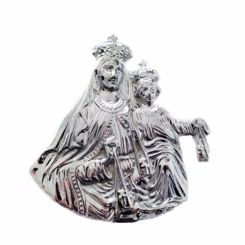 Virgen del carmen medallon cromado 20 cm