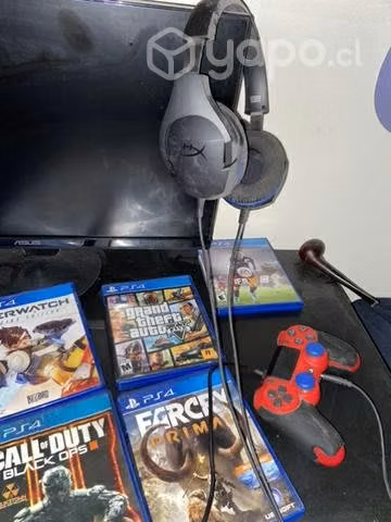 Play Station 4 500gb + audífonos hyperx y 4 juegos - Imagen 3