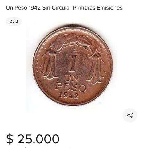 Monedas 1 peso 1942 y 1951 - Imagen 3