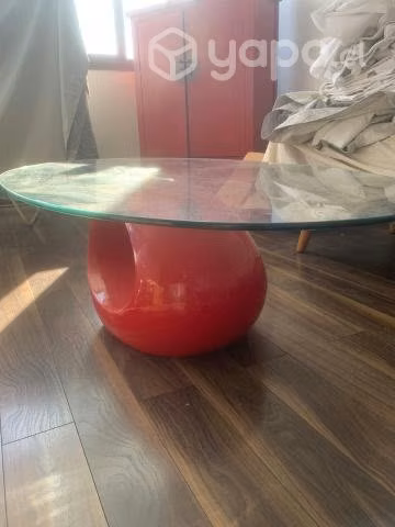 Mesa de centro vidrio y base roja - Imagen 2