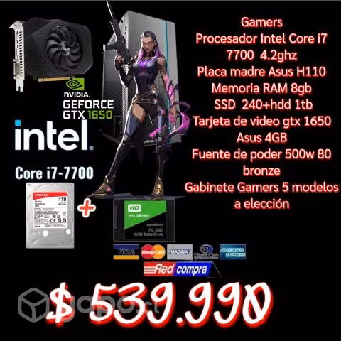 Computador Gamer core i7 7700 gtx 1650 4gb