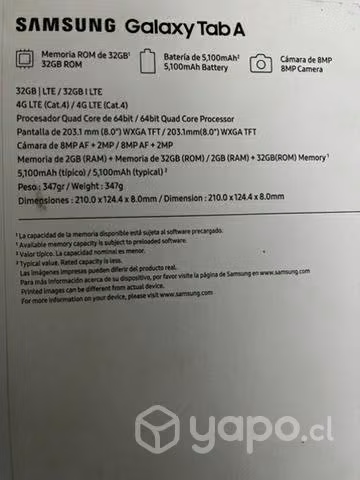 Tablet Samsung galaxy tab a8 t295 - Imagen 4