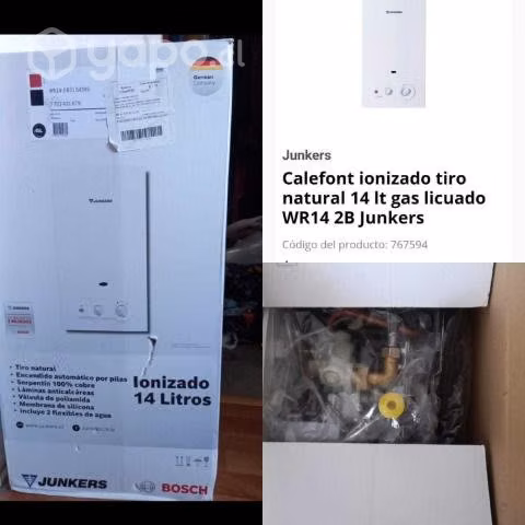 Calefont ionizado tiro natural 14 lt gas licuado W