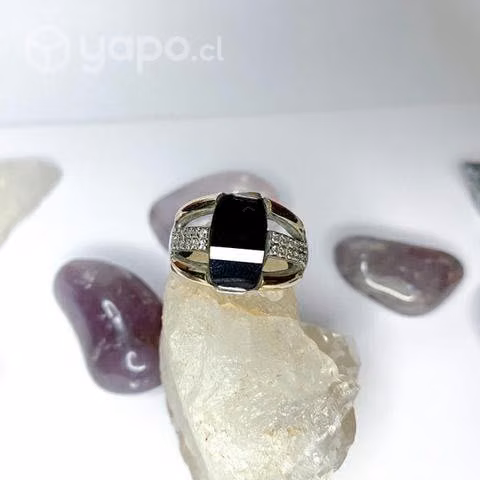 Anillo plata oro ónix y circón
