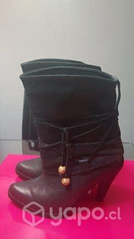 Botas botines cuero negro 37 - Imagen 2