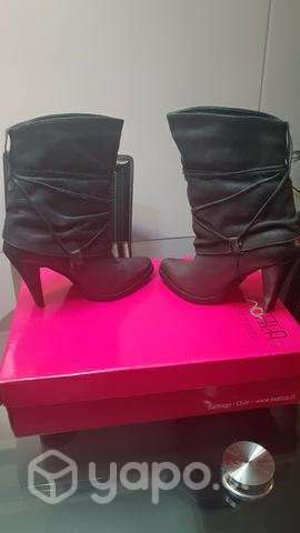 Botas botines cuero negro 37 - Imagen 4