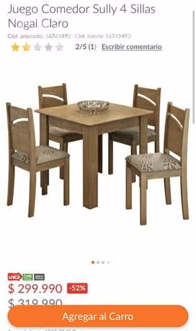 Juego comedor 4 sillas - Imagen 2