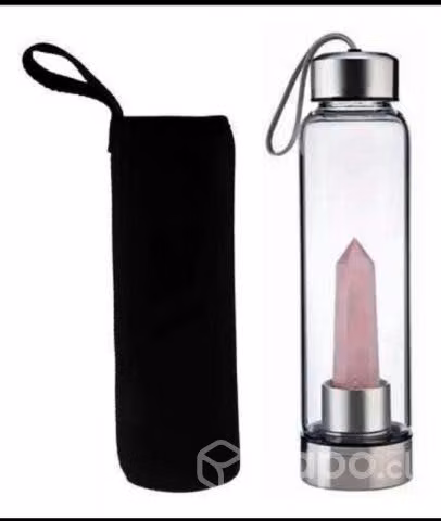 Botella con Cuarzo rosa
