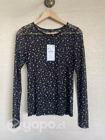 Polera transparencia Zara talla M nueva