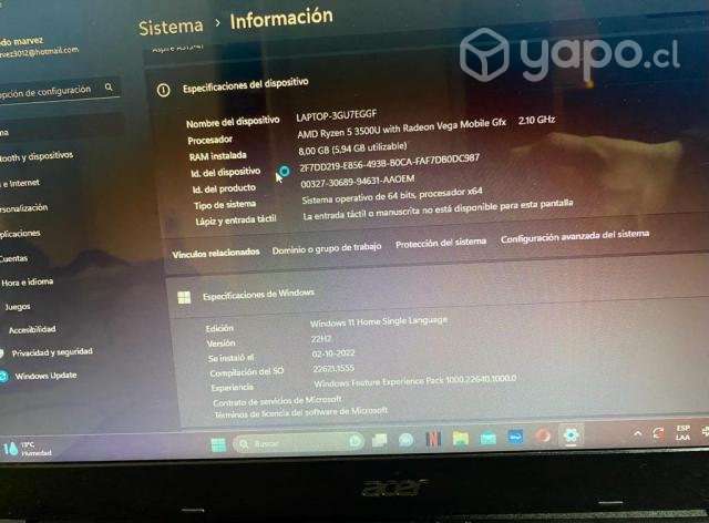 Notebook Acer Aspire 3 A315-41-R9J9-2 - Imagen 5