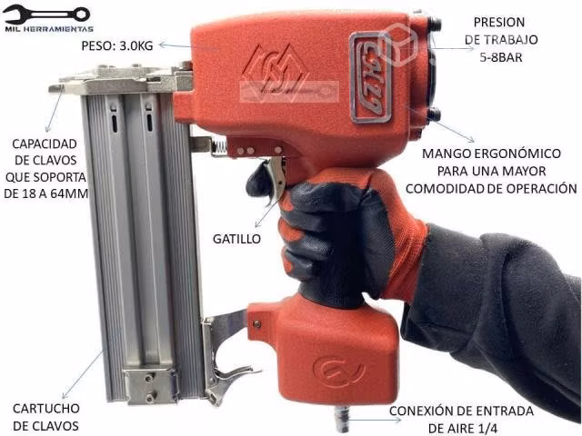 Herramienta Clavadora Neumatica 8bar Professional - Imagen 2