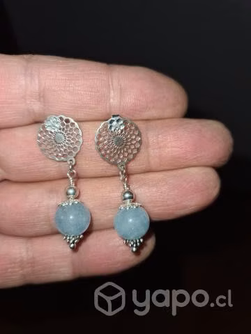 Pendientes Aguamarina Plata