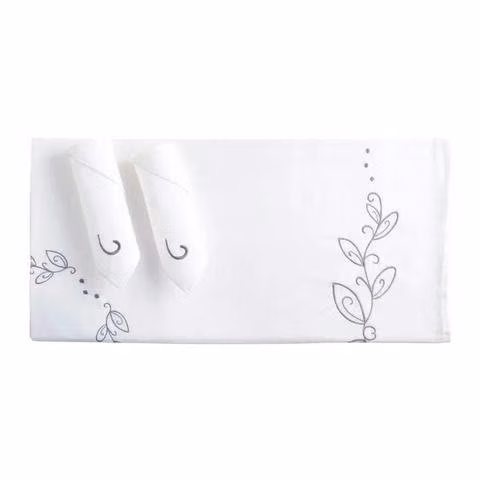 Mantel de lino bordado + 6 servilletas - Imagen 2
