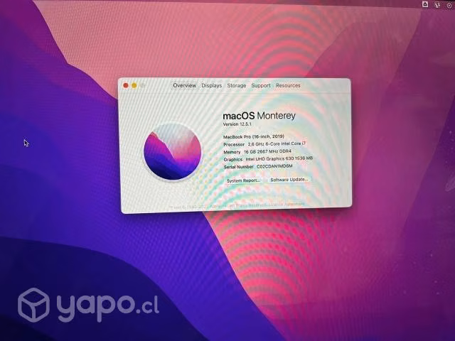 Macbook Pro 2019 16 pulgadas 16 GB