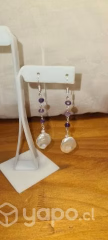 Pendientes Perlas y Amatistas