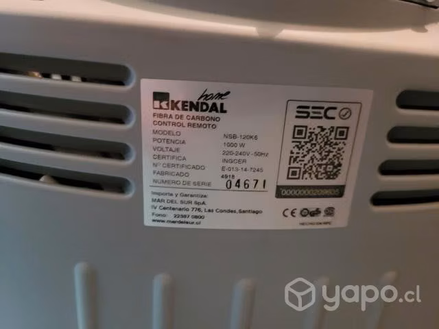 Estufa Kendal Fibra de Carbono 1000w control rem