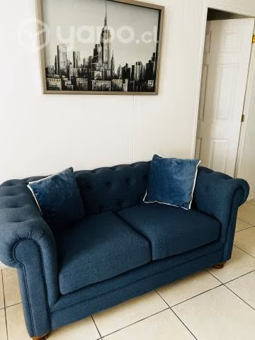Sofá capitone azul NUEVO