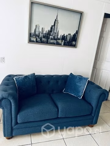 Sofá capitone azul NUEVO